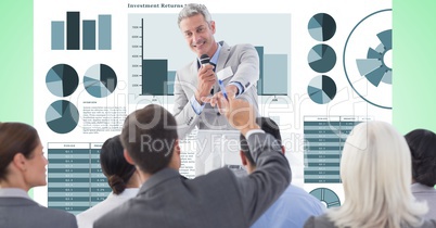 Digitally generated image of business people in meeting