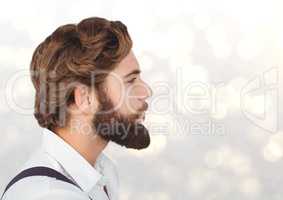 Side view of thoughtful male hipster