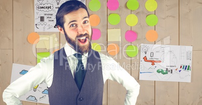 Hippie businessman with mouth open