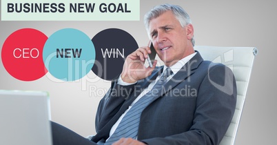 Businessman using mobile phone by text
