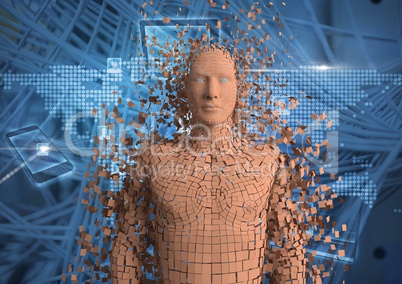 Digital composite image of 3d human over abstract background