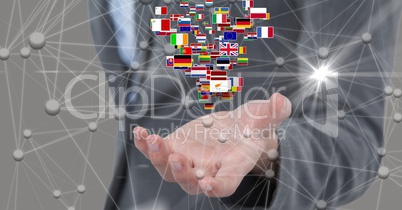 Various flags over hand