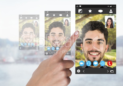 Hand touching Social Video Chat App Interface