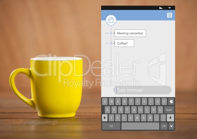 Social Media Messenger App Interface with coffee