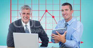 Businessmen with technologies against graph