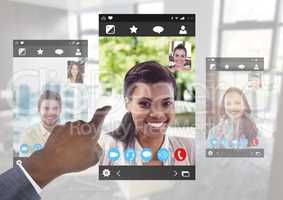 Hand touching Social Video Chat App Interface