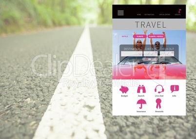Travel holiday break App Interface with road