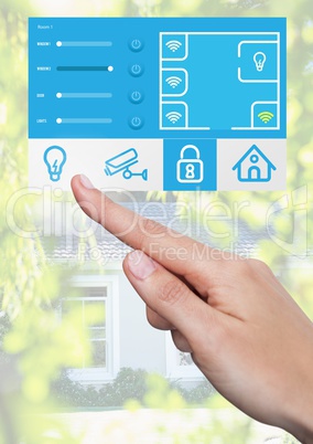 Hand Touching Home automation system App Interface