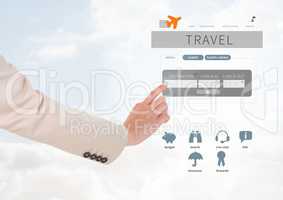 Hand Touching Holiday travel break App Interface
