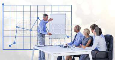 Businessman giving presentation to colleagues against graph