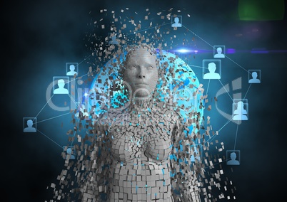 Digitally generated image of 3d human with networking icons
