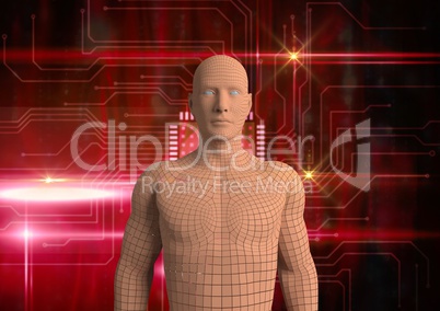 Digital composite image of 3d human over abstract background