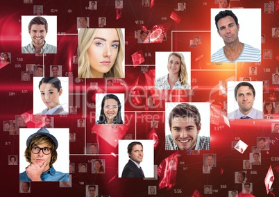 Portraits of confident business people on abstract background