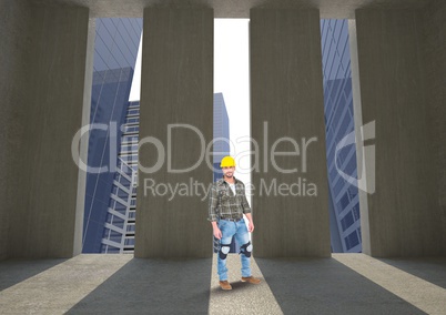 Architect standing at doorways