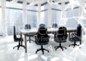White network against blurry meeting room