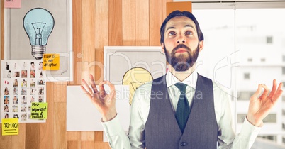 Hipster gesturing in office