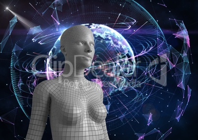 Digital composite image of 3d woman