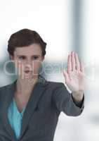 Businesswoman showing stop gesture