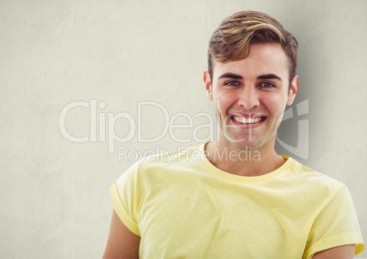 Confident man smiling over blur background