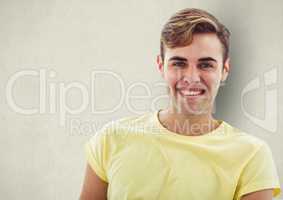 Confident man smiling over blur background