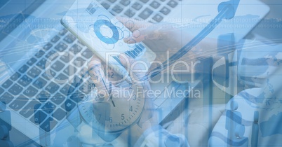 Digital composite image of business person making graph with overlay