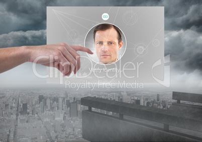 Hand Touching Identity Verify App Interface