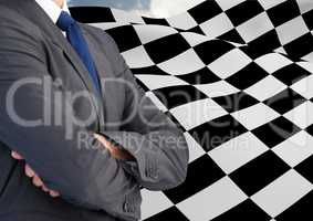 businessman with checker flag