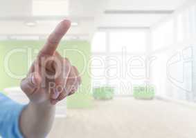 Hand touching  air in office