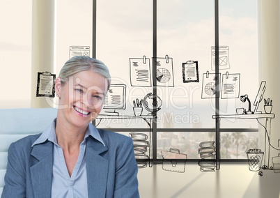 Smiling businesswoman against graphics