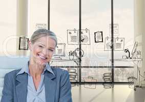 Smiling businesswoman against graphics
