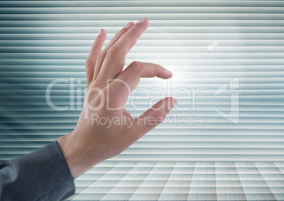 Hand Touching  air of perspective futuristic background