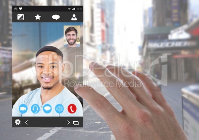 Hand touching Social Video Chat App Interface