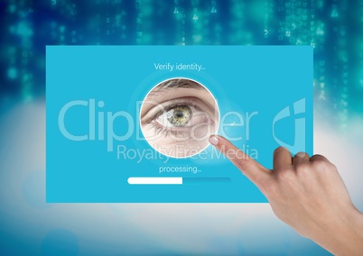 Hand Touching Identity eye Verify App Interface