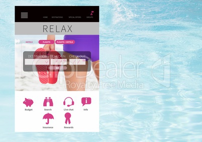 Relax holiday break App Interface with water