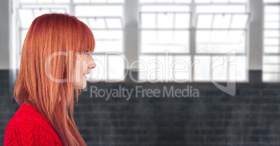 Side view of female hipster with redhead