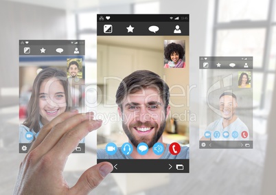 Hand touching Social Video Chat App Interface