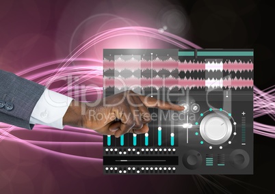 Hand Touching Sound Music and Audio production engineering equalizer App Interface