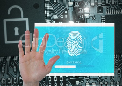Hand open and Identity Verify security fingerprint App Interface