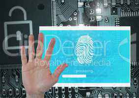 Hand open and Identity Verify security fingerprint App Interface