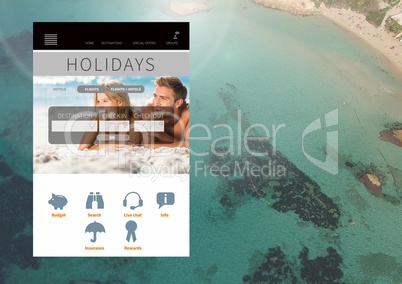 Holiday break App Interface with sea
