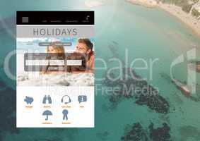 Holiday break App Interface with sea