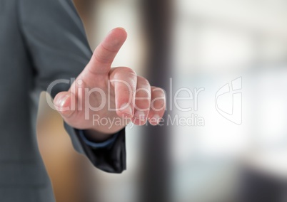 Close-up of businesswoman's hand touching screen
