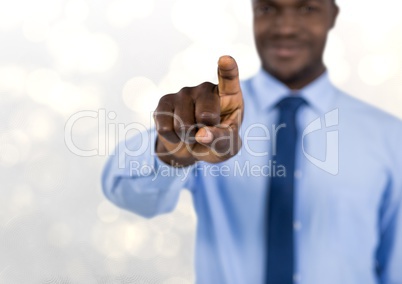 Businessman pointing with focus on hand