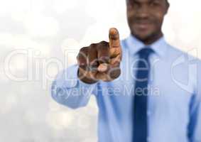 Businessman pointing with focus on hand