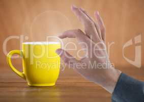 Hand Touching  air with cup