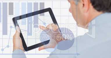Businessman touching digital tablet with overlay