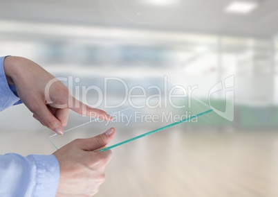Hand Touching Glass Screen with bright background