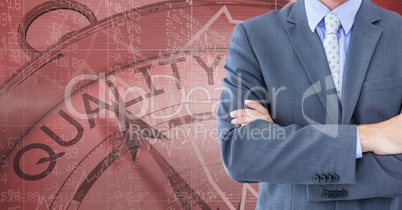 Midsection of businessman with quality clock