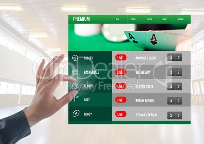 Hand touching a Betting App Interface