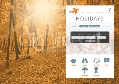 Holiday break App Interface in forest